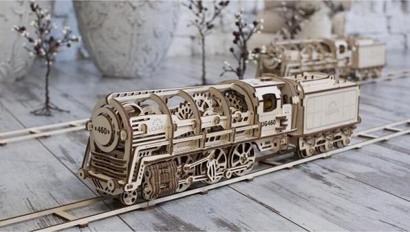 Actual product image Ugears Steam locomotive with tender