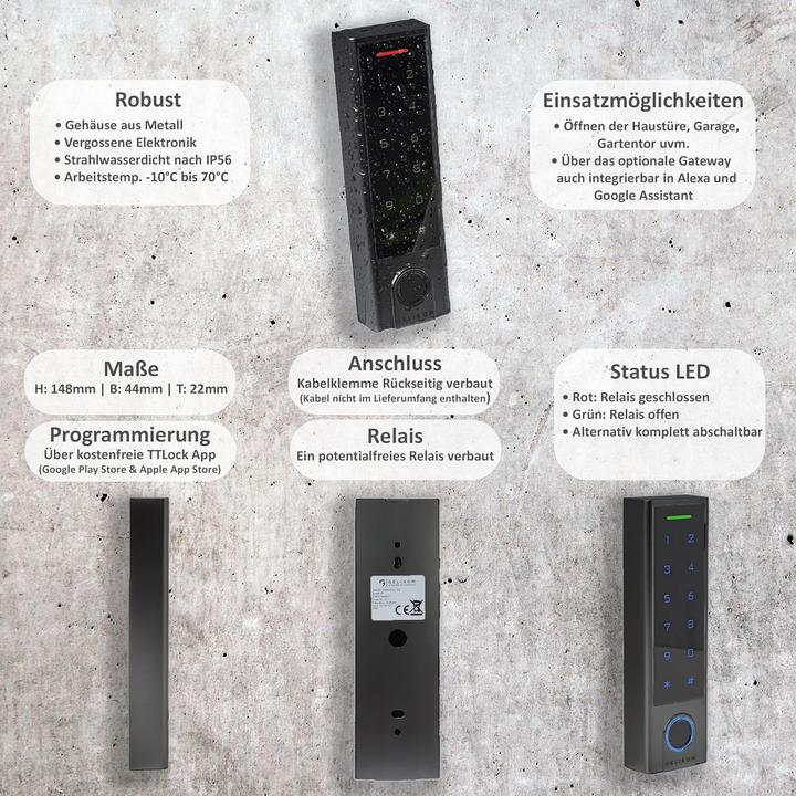 Image du produit Gelikom Smart Home Codeschloss mit Fingerprint (Combinaison électronique de chiffres, Empreinte digitale)