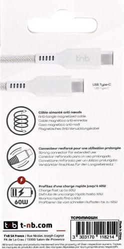 Actual product image T'nB CÂBLE USB-C MAGNÉTIQUE 1,5M M/M (BLANC) (1.50 m)