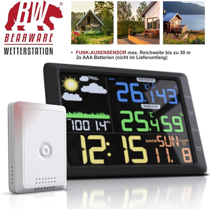 Produktbild CSL Wetterstation mit Farbdisplay und Aussensensor