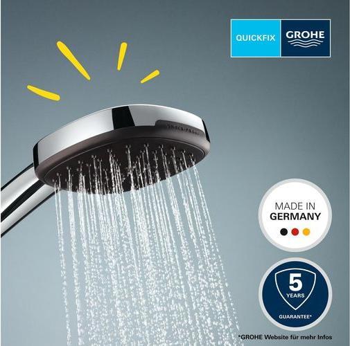 Immagine prodotto Grohe Doccetta Vitalio Comfort 110 QuickFix, deviatore di getto intelligente, risparmio d'acqua, 2 tipi (2 Tipi di raggi, 7 l/min)