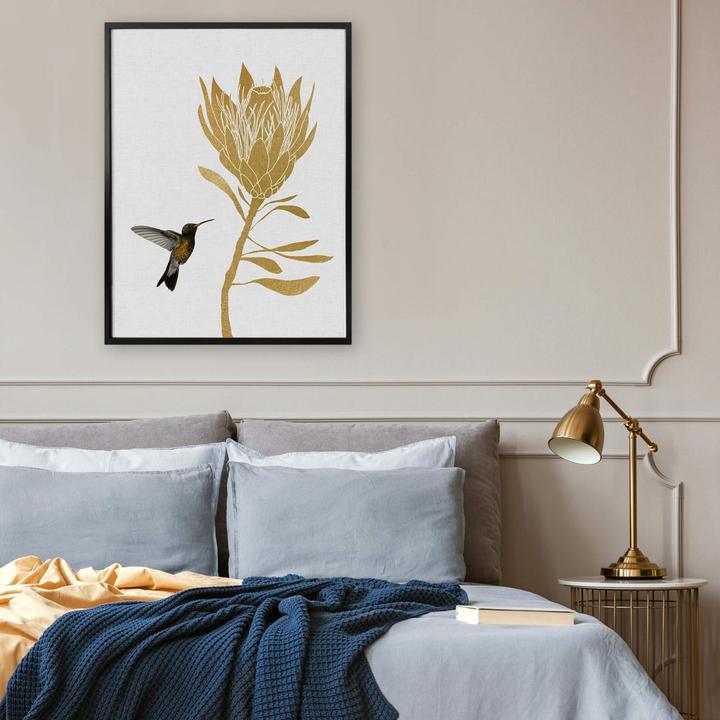 Image du produit Trenddeko Orara Studio - Colibri et fleur - fleur dorée (24 x 30 cm)