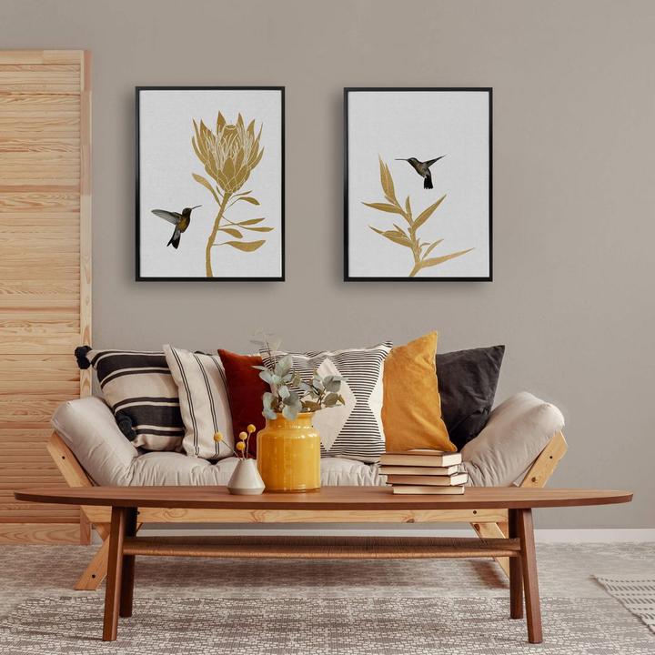 Image du produit Trenddeko Orara Studio - Colibri et fleur - fleur dorée (24 x 30 cm)