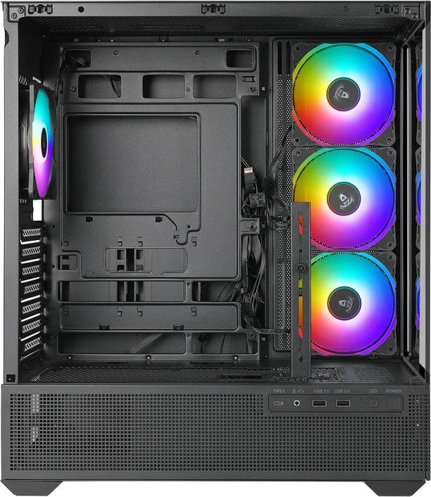Immagine prodotto Azza Boitier Moyen Tour ATX Tiara RGB avec panneaux vitrés (Noir) (ITX, mATX, ATX)