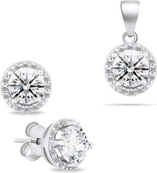 Brilio Funkelndes Silberschmuckset mit Zirkonen SET230W (Ohrringe, Anhänger)