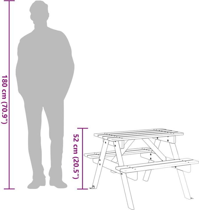 Image du produit VidaXL Table de pique-nique pour 4 enfants avec trou pour parapluie