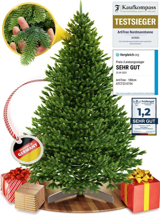 Produktbild Artitree Weihnachtsbaum 180 cm mit FSC-Holzständer (180 cm)