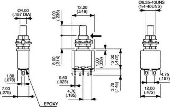 Actual product image APEM DPDT microswitch action pushbuttonswitch