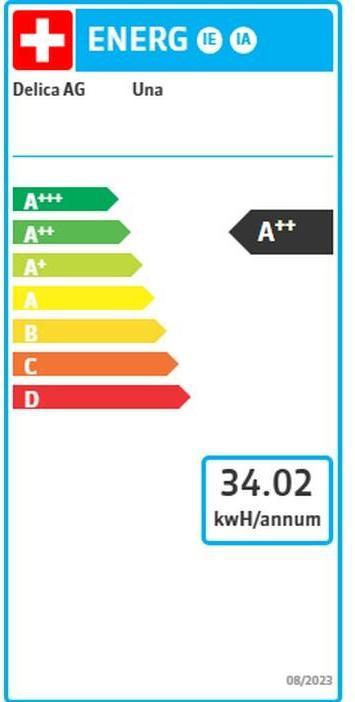 Energie-Label Delizio Kapselmaschine Una Cherry Red, Kaffeeart: Delizio-Kapseln (Delizio)
