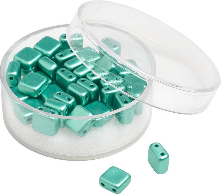 Actual product image Pracht Glass bead "Square", 2-hole, 35 pieces