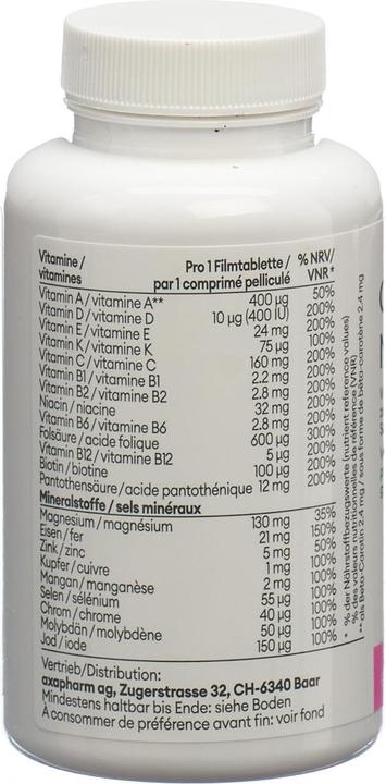 Valeurs nutritives et ingrédients Complex Comprimés pelliculés Materna (120 pièce(s), Cachets, 216 g)