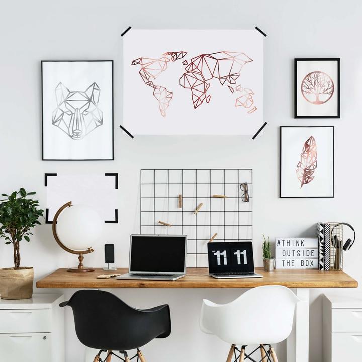 Produktbild Trenddeko Origami Weltkarte - Roségold-Optik (80 x 60 cm)