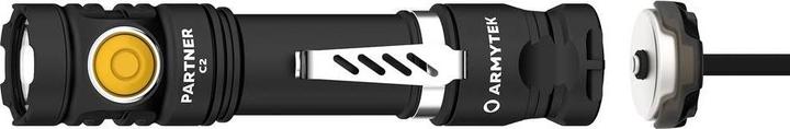 Actual product image ArmyTek Partner C2 Magnet USB White LED torch with belt clip, with holster battery-powered 1100 (12.35 cm, 1100 lm)
