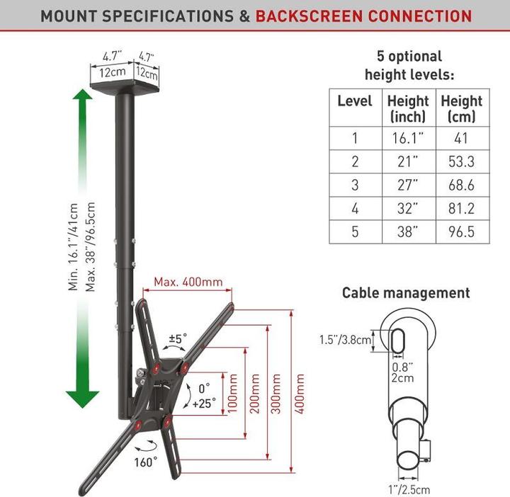 Actual product image Barkan Ceiling bracket (Ceiling, 65", 40 kg)