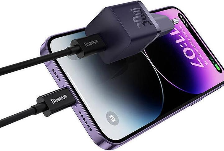 Actual product image Baseus Mini wall charger GaN5 30W (purple) (30 W)