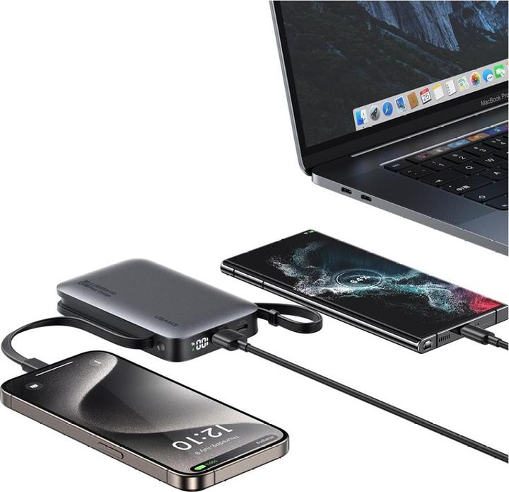 Actual product image Usams Powerbank XR Series CD228 10000mAh 20W + kabel USB-C/Lightning biały (10000 mAh, 20 W, 20 Wh)