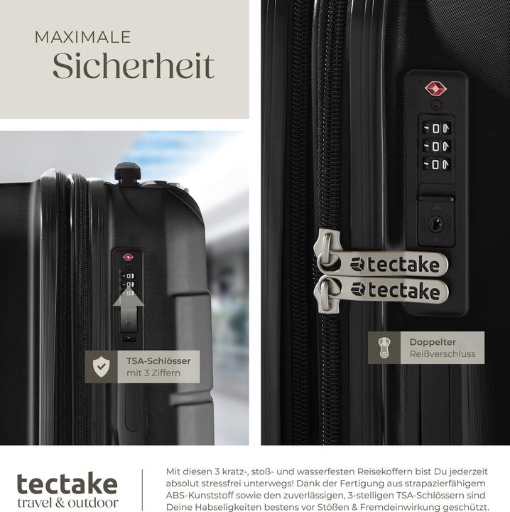 Image du produit tectake Set de valises rigides BRICE 3 pièces avec serrure à code (111 l, XL (à partir de 115l))