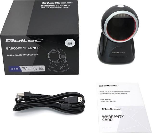 Produktbild Qoltec Desktop-Präzisionsleser 1D-Barcode- und QR-Scanner | 2D