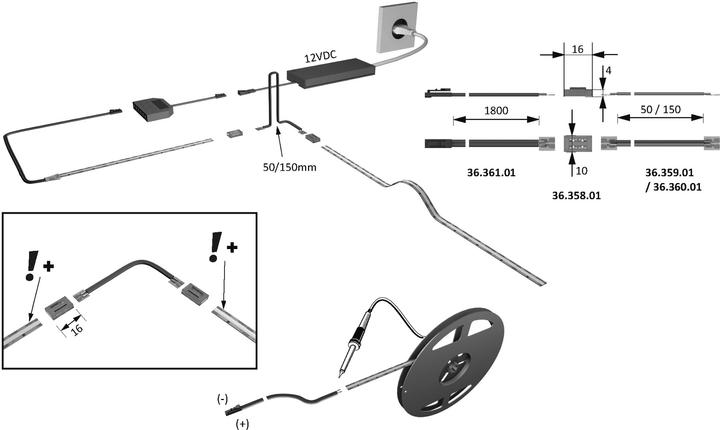 Produktbild Halemeier LED Bänder Versa Linear COB 12 V (Warmweiss, 120 cm, Indoor)