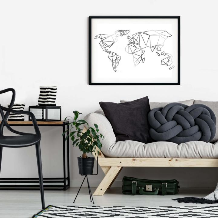 Produktbild Trenddeko Origami Weltkarte - Silber-Optik (150 x 120 cm)