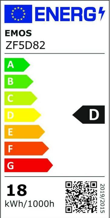 Energie-Label Emos LED Lampe Filament A70 / E27 / 18 W (150 W) / 2452 lm / Warmweiss (E27, 18 W, 2452 lm, 1 x, D)