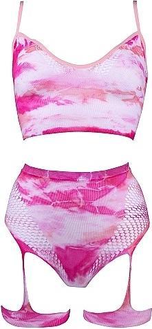Productafbeelding Le Désir 2PC Tie Dye BH Set met kousenband & oogverblindend Oogcontact Bl (Eén maat voor iedereen)