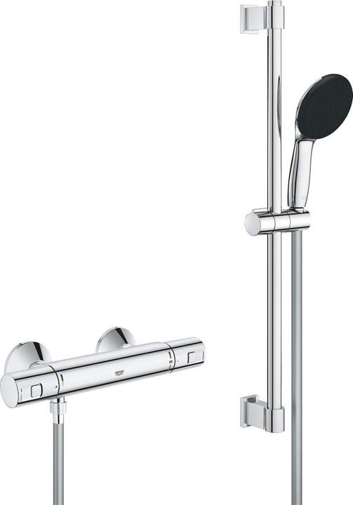 Actual product image Grohe Precision Start QuickFix thermostatic shower mixer and Vitalio Start 110 shower rail set, length