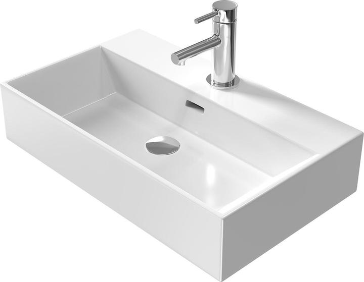 Produktbild Emke Aufsatzwaschbecken Keramik Waschbecken Eckiger Hängewaschbecken Waschtisch, Modernes Design für (360 mm, 600 mm)
