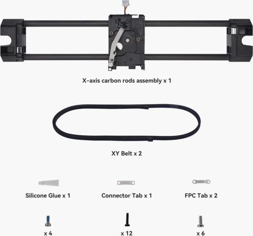 Actual product image Bambu Lab X-Axis Carbon Rods Assembly
