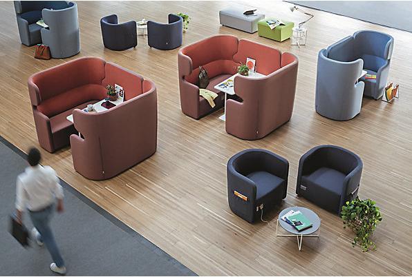 Actual product image Bisley VIVO acoustic sofa, 2 two-seaters with high back rest, centre divider, blue.