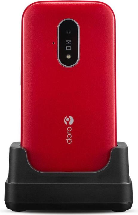 Actual product image Doro 6821 - 4G feature phone - microSD slot - 320 x 240 pixels - rear camera 2 MP - rød og hv (2.80", 2 Mpx, 4G)