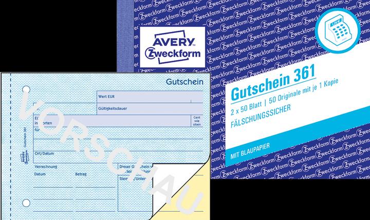 Actual product image Avery voucher (50 x)