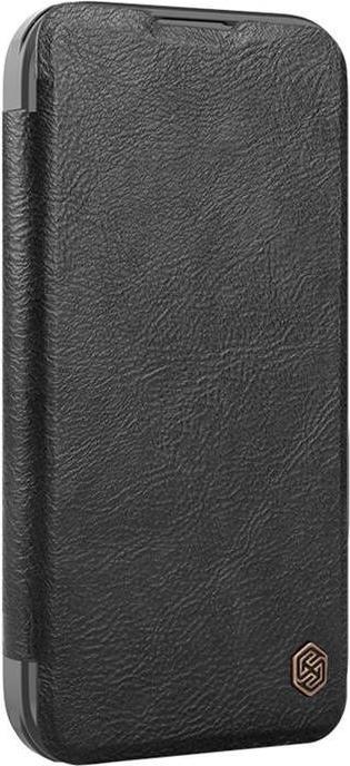 Produktbild Nillkin Qin Prop Leather Case with Camera Cover and Stand for iPhone 16 - Black (Apple iPhone 16)