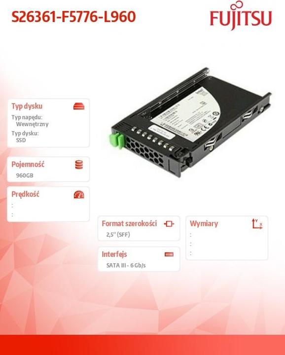 Produktbild Fujitsu SSD, SATA, /s Mixed-Use, hot-plug, 2.5 inch, enterprise, 5.0 DWPD, Drive Writes P (960 GB, 2.5")