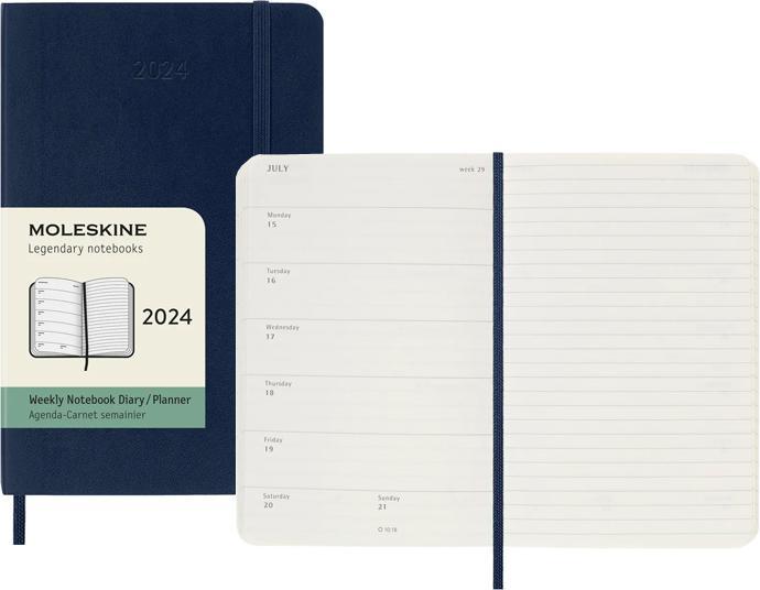 Produktbild Moleskine 12 Monate Wochen Notizkalender 2024, Pocket/A6, Saphir (9 x 14 cm, Harter Einband, Englisch)