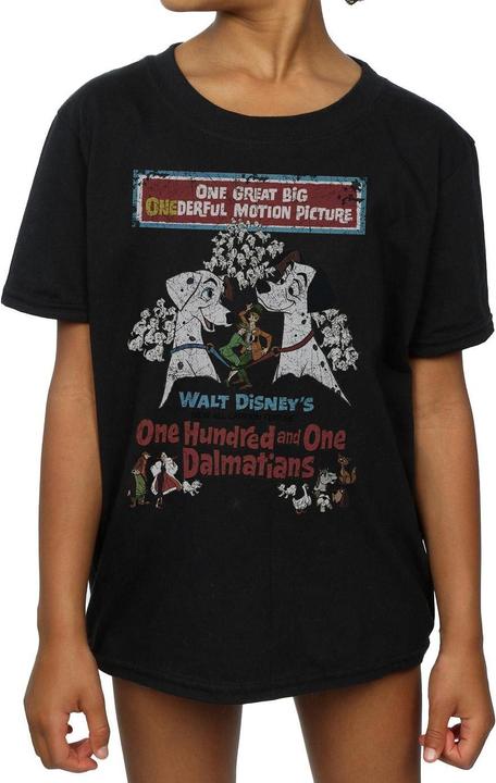 Actual product image Disney Girls 101 Dalmatians Retro Poster Cotton T-Shirt (128)