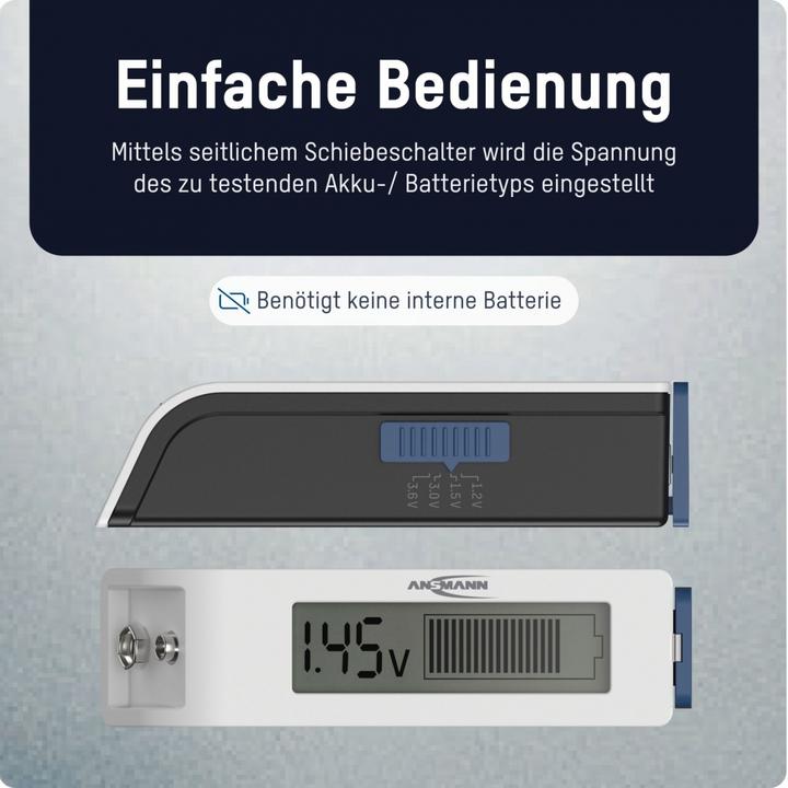 Image du produit Ansmann Testeur de batterie universel Écran LCD, barre de mesure, pour batterie/piles