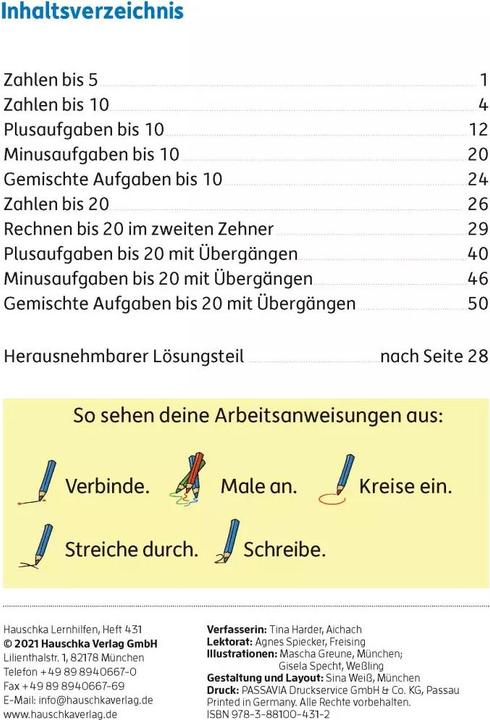 Produktbild Mein Übungsheft Rechnen - 1. Klasse, A5-Heft (Deutsch, Mascha Greune, Tina Harder, 2021)