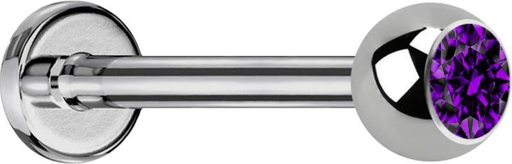 Star Piercing Micro Labret silber mit Kugel und Kristall violett (ohne Messing, Titan G23)