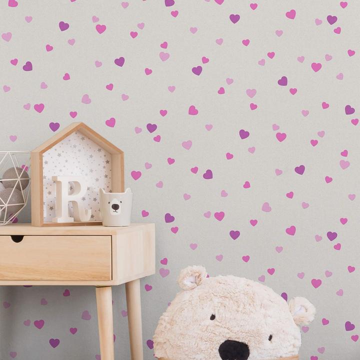 Produktbild A.S. Création Boys & Girls 6 mit Herzen Love, lila (53 x 1005 cm)