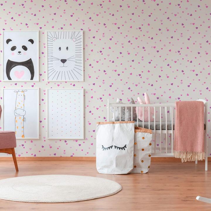 Produktbild A.S. Création Boys & Girls 6 mit Herzen Love, lila (53 x 1005 cm)