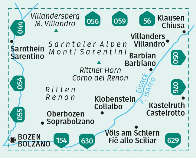 Label énergétique KOMPASS Carte de randonnée Ritten, Renon