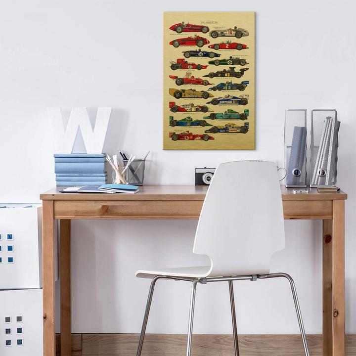 Produktbild Trenddeko Goldeffekt - Rennautos (70 x 100 cm)
