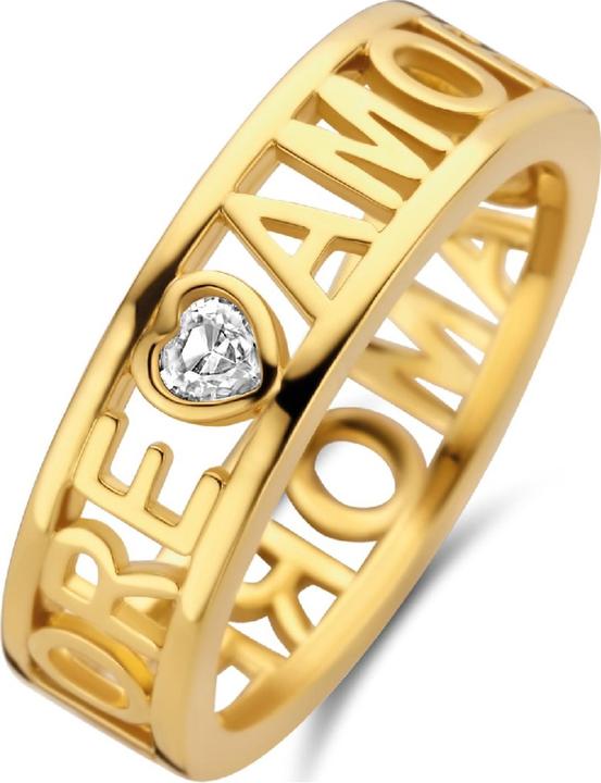 Actual product image Ti Sento Milano Amore ring with zirconia gold-plated 12227ZY (56, 925 Silver)