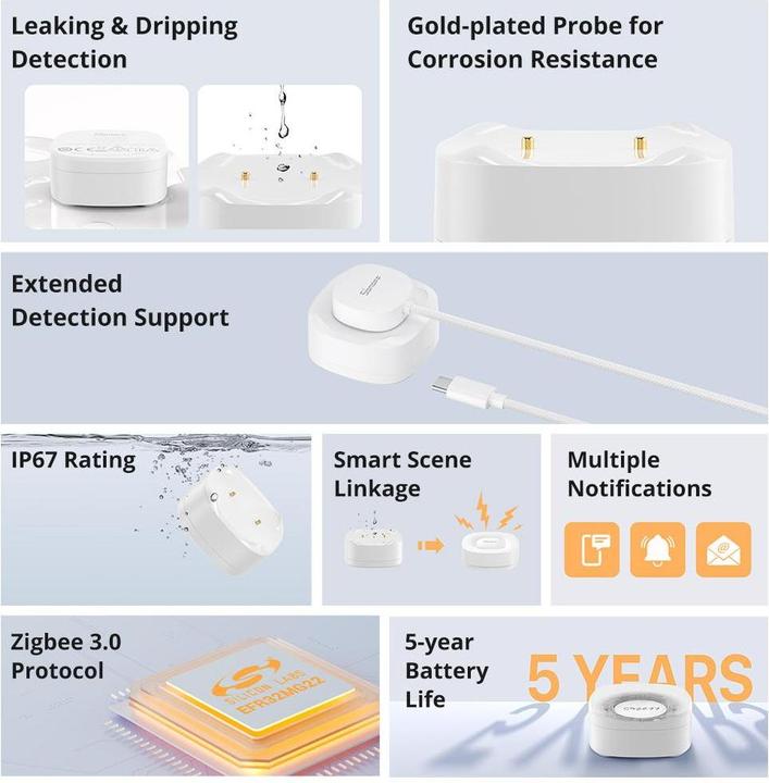 Image du produit Sonoff SNZB-05P Capteur de fuite d'eau ZigBee