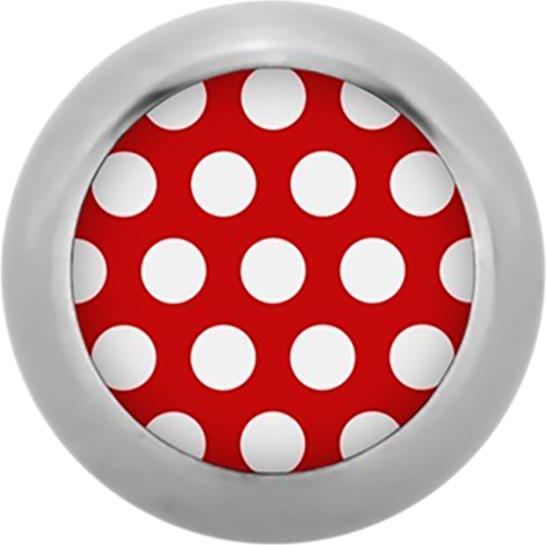 Produktbild Star Piercing Micro Kugel High Polished mit Polka Dots rot/weiss (Chirurgenstahl 316L, ohne Messing)