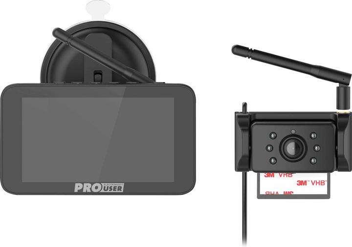 Produktbild ProUser DRC5040 Funk-Rückfahrvideosystem IR-Zusatzlicht, Abstandshilfslinien Saugnapf, Kennzeichenh
