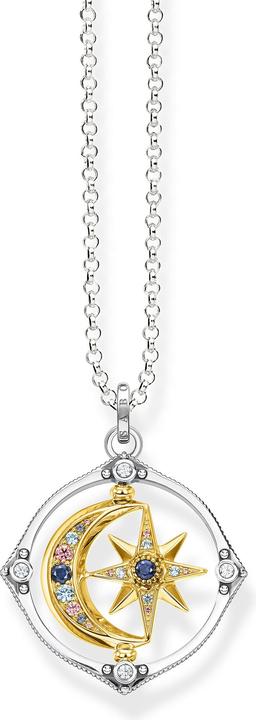 Thomas Sabo Chaîne étoile & lune or (Or jaune 750 plaqué or, Argent sterling 925, Noirci, 70 cm)