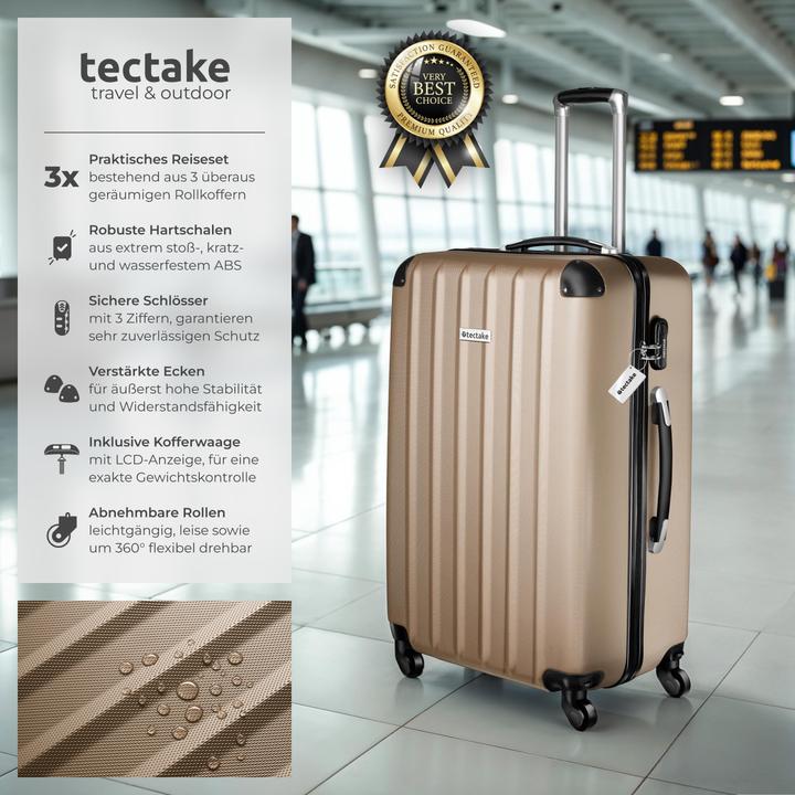 Actual product image tectake 3er Kofferset Talia mit Kofferwaage und Kofferanhänger (93 l, L (90 - 115l))