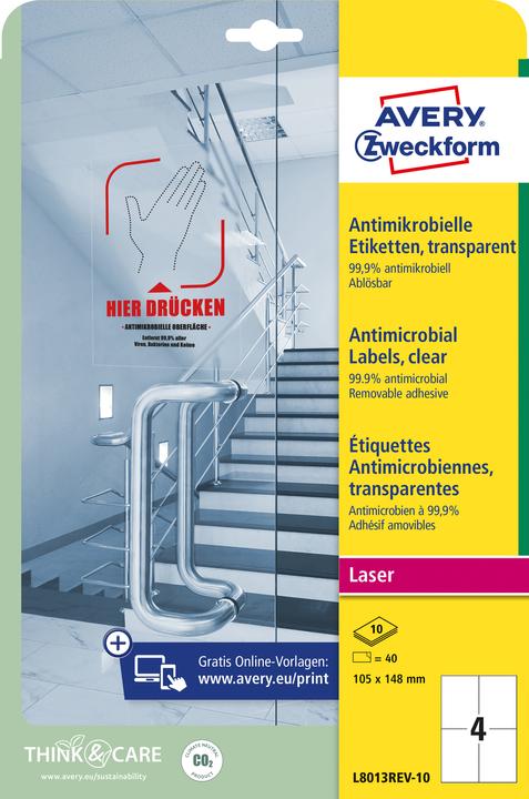 Image du produit Avery Étiquettes antimicrobiennes, ablösbar, transparentes